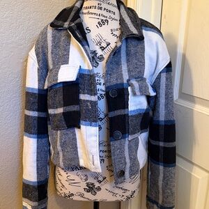 Hurley Plaid Cropped Fleece Jacket
